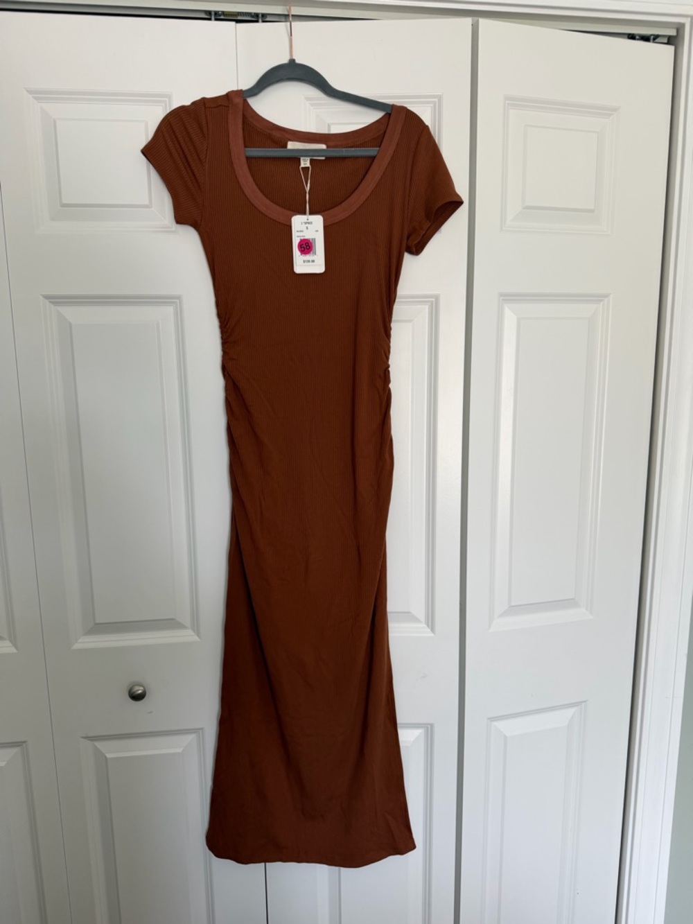 l*space Rust-Tone Ribbed Midi Dress - Picture 1 of 5